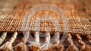 Close up detail of a brown woven mat. Abstract background and texture for design