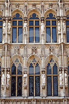 Close-up Detail of Brussels Town Hall/City Hall in Grand Place