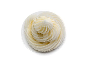 Close-up detail of a cream-colored buttercream rosette photo