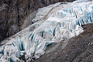 Close Up and detail of Exit Glacier, Harding Icefield, Kenai Fjords National Park, Seward, Alaska, United States