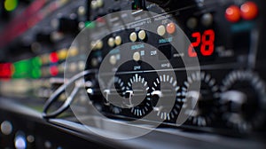 close up detail of frequency meter device