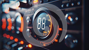 close up detail of frequency meter device