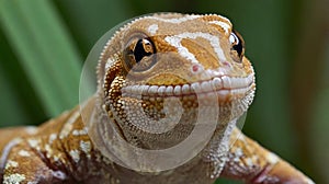 Close up detail of a gecko showing details of its head, shot by ma photo