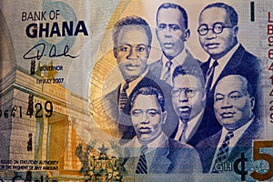 Close-up Detail Of Ghana Paper Currency From 2007