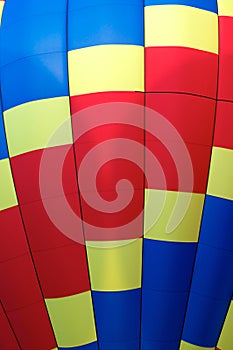 Close up detail of hot air balloon of primary colors