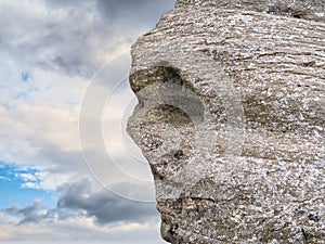 Close up detail with the natural rock formation in the Bucegi Natural Park which is in the Bucegi Mountains of Romania called The