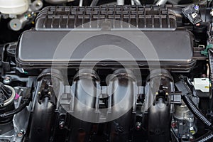 Close up detail of new car engine