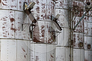 Close-Up Detail Of Old Grain Bins