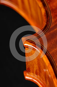 Close up detail of purfling on new violin photo