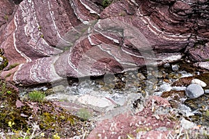 Close up detail of Red Rock Canyon in Waterton Lakes National Park, Alberta Canada photo