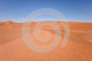 Close up detail of a red sand dune in Sossusvlei near Sesriem in famous Namib Desert in Namibia, Africa. Selective focus on sand g