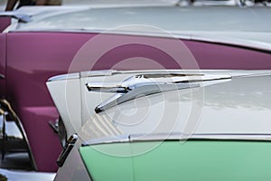 Close up detail of a shiny old classic car