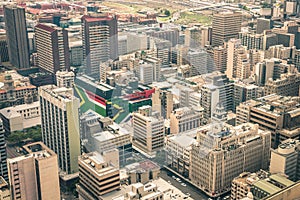 Close up detail of skyscrapers in downtown Johannesburg photo