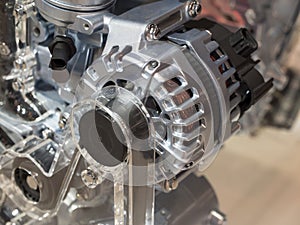 Close up detail of tuned car engine
