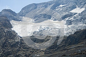 Close up detail, view of the glacier of \'Monte Perdido\' from the Marbore or Tuca Roya valley