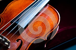 Close up detail of violin