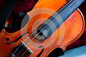 Close up detail of violin