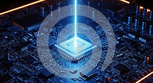 Futuristic CPU with Laser Beam