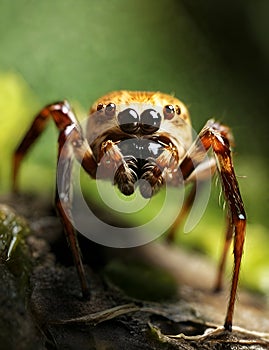 A close-up and detailed view of a spider