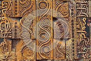 Close up of details of decorative carvings at Qutub complex in Delhi, India