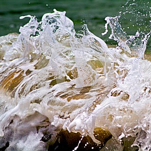 Close Up Details of an Ocean Wave Breaking