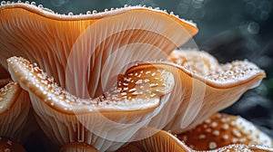 Close-up of dew-covered mushrooms - macro nature photography