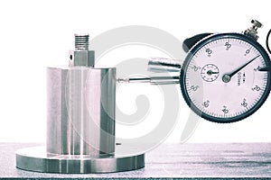 Close up of Dial gauge measure the part after production process to check the precision and accuracy corresponding to spec