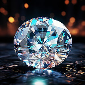 Close-up of diamond on black background. 3D rendering