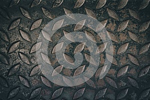 Close up diamond steel plate texture background.
