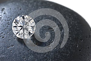 Close up of a diamond on the stone