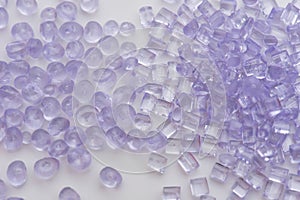Close-up of different polymer granulates