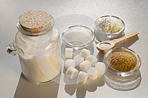 Close-up on different sugars