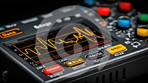 Close-up of a digital audio waveform display on a device