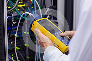 Close-up of a digital cable analyser