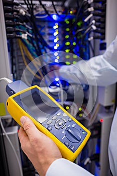 Close-up of a digital cable analyser