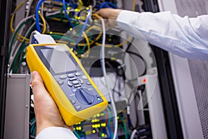 Close-up of a digital cable analyser