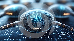 Digital Neural Network: A Futuristic Visualization of interconnected Data Nodes in a Complex System