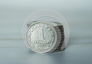 Close-up of dinar coins from the Socialist Federal Republic of Yugoslavia photo