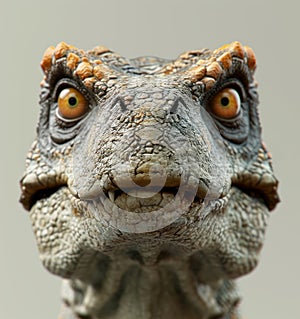 a close up of a dinosaur with big ears