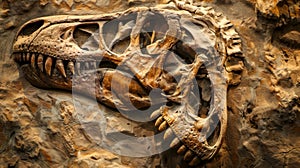 Close Up of Dinosaur Skull on Wall