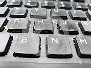 Close up of a dirty keyboard