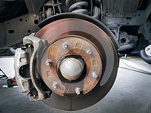 Close-up Disc Braking System of a Car