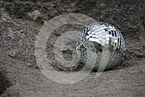 Close up of a disco ball on the ground