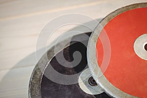 Close up of discuses