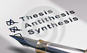 Dissertation or essay writing, thesis, antithesis and synthesis