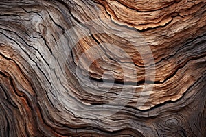 A close up of a distorted tree bark, emphasizing its natural textures