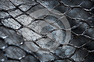 A close up of distorted wire mesh, creating an intricate and irregular pattern