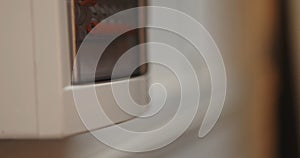 Close up of a distribution board with circuit breakers and numbered switches.