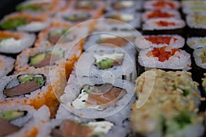 Close-Up of a Diverse Sushi Platter