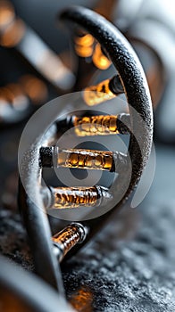 A close up of a dna strand on a table
